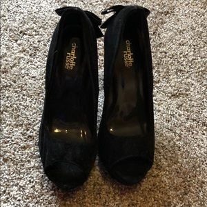 Black peep toe heels